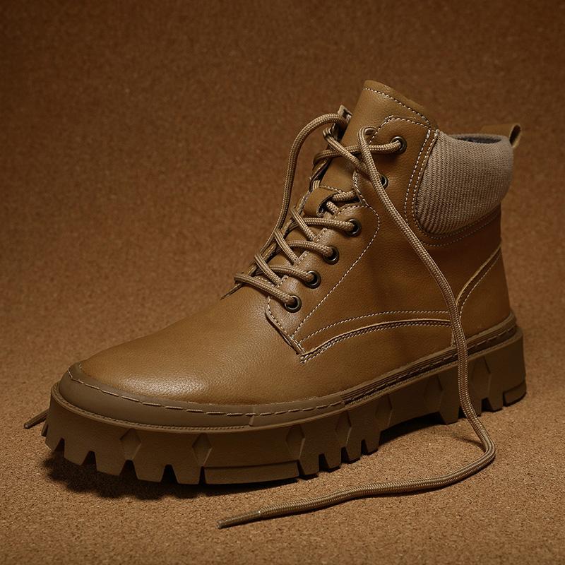 Fashion Fashion Men Outdoor Boots Brown Comfortable Walking Boots for Men Shoes Wear-resistant Lace-up Comfy Men's Motorcycle Boots
