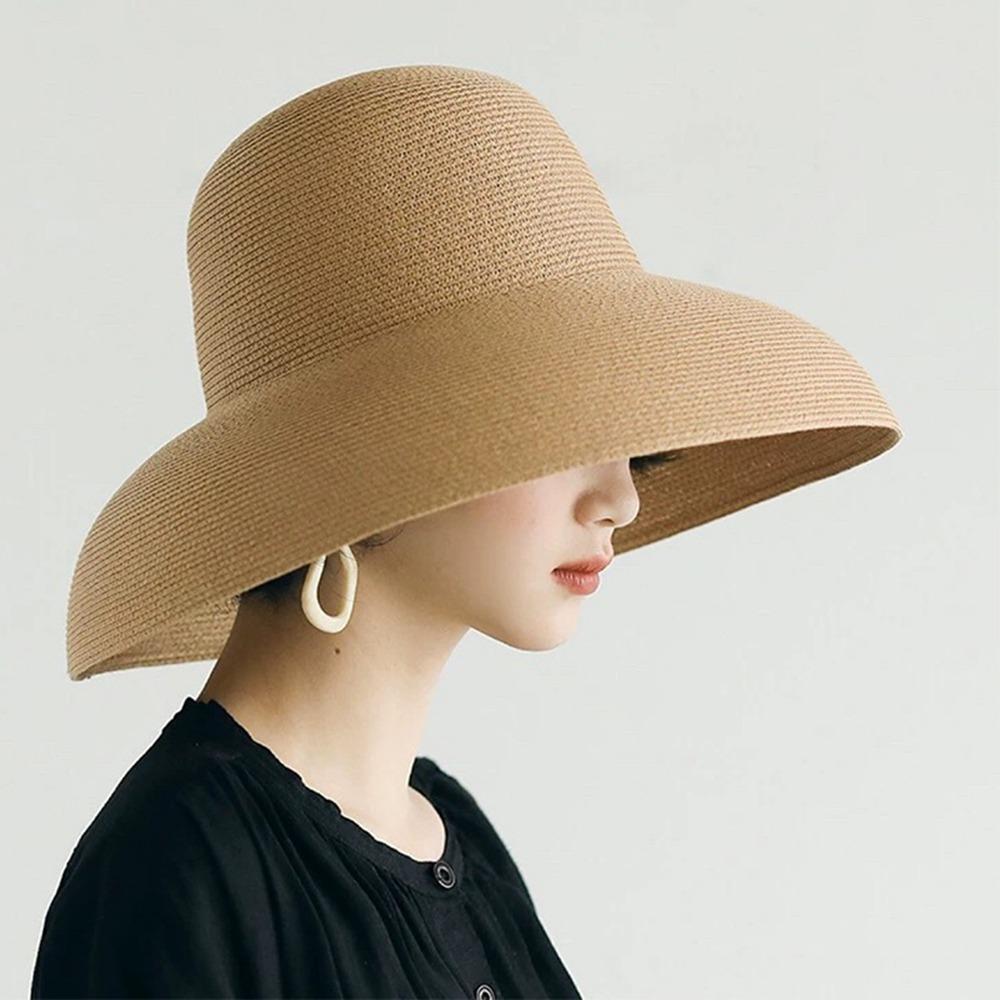 Boho Straw Hat Dome UV Protection Cap Casual Weave Hat  Travel