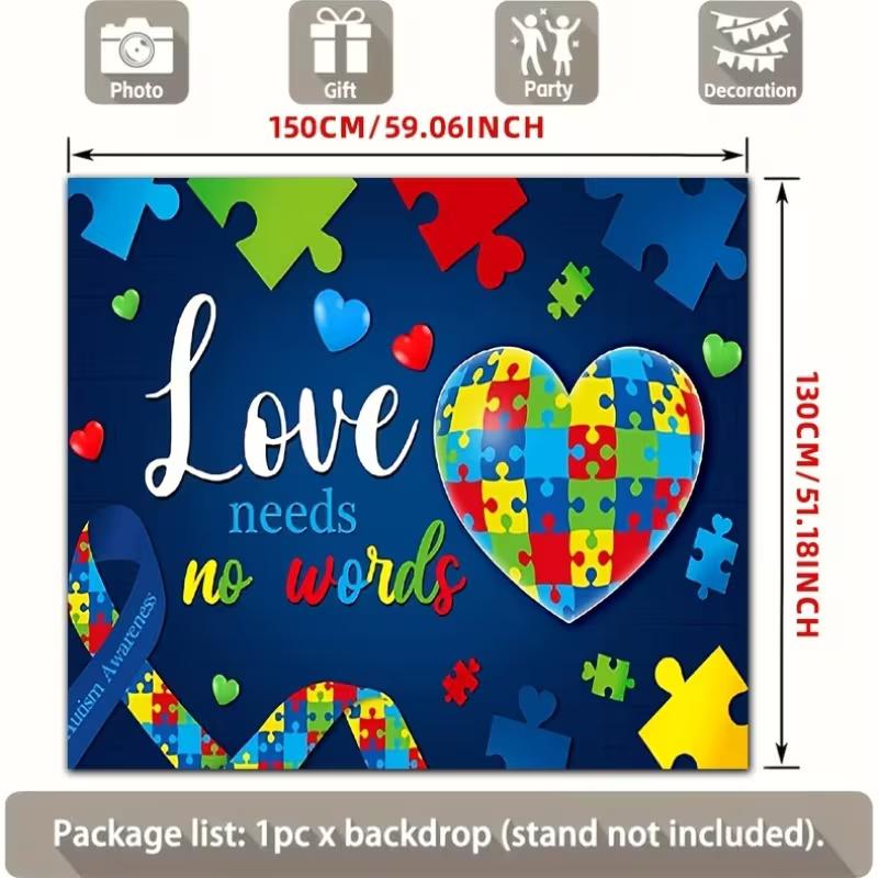 2D Autism Acceptance Backdrop Colorful Puzzle Pieces Photoshoot Background