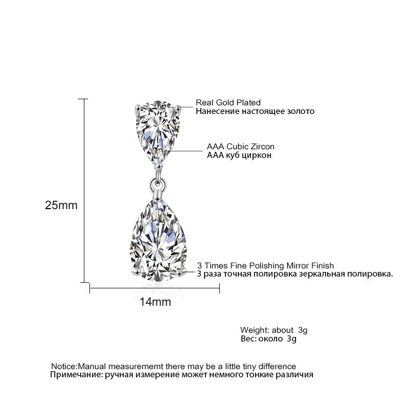 Značka ZAKOL Čiré AAA Kubické Zirkony Kapka Vody Visací Náušnice měděné barvy Svatba Trendy Zirkon pro Ženy