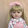BZDOLL 55cm Full Body Soft Vinyl Baby Reborn Doll Girl 22inch Lifelike Newborn Bebe Long Blonde Princess Art Toy Kids Baths Playing Christmas Gift