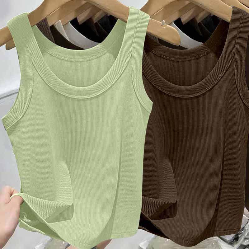 Geripptes Camisole-Oberteil aus Eisseide für Damen mit U-Ausschnitt und Spaghettiträgern für Frühling und Sommer