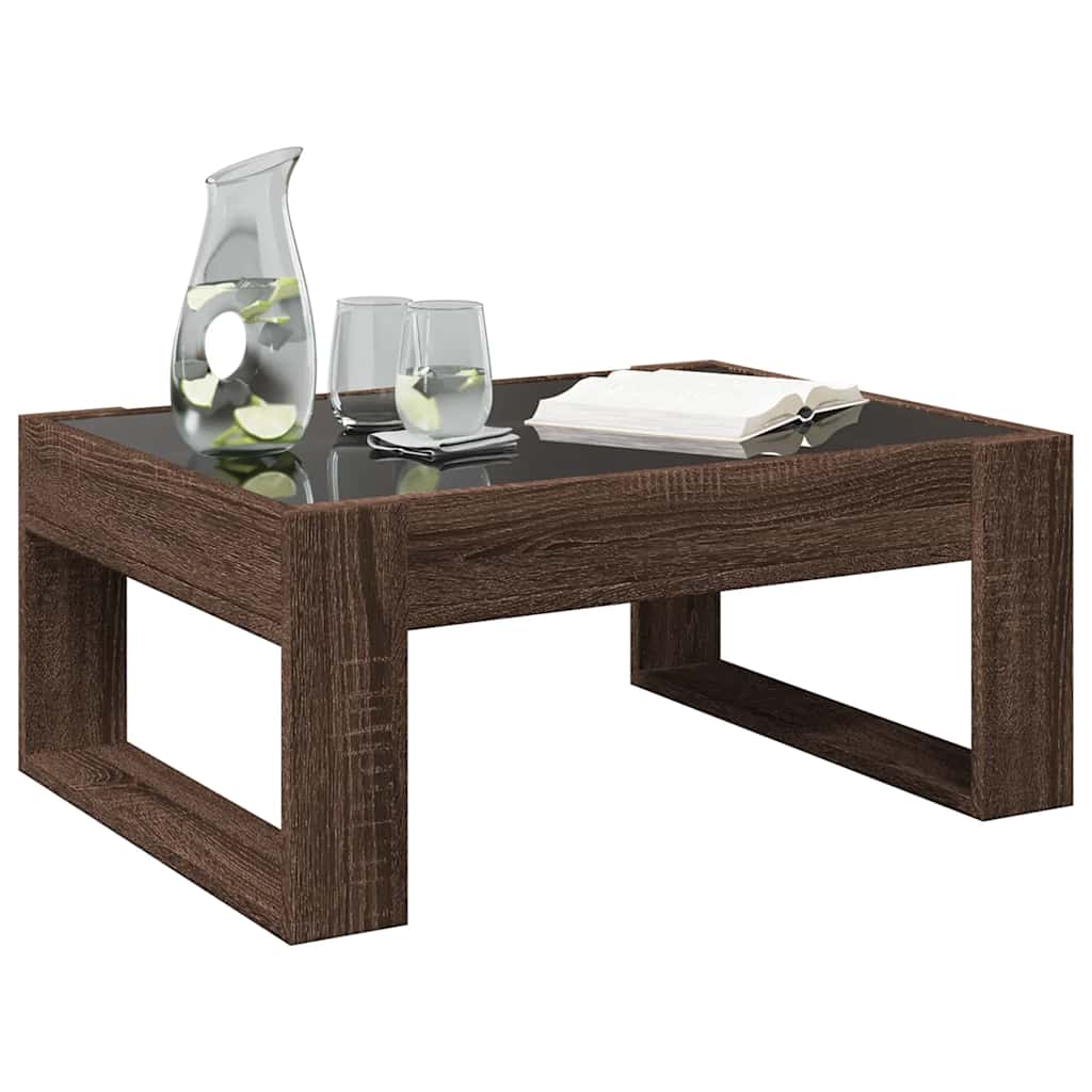 Infinity LED Coffee Table in Brown Oak Effect 70 x 53 x 30 cm