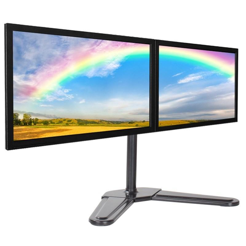 HILLPORT 10-32 Inch Dual Screen Monitor Arm Stand with Tilt & Rotate Function, Desktop Base PC Monitor Mount, Support VESA DZ18
