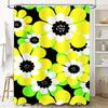 Bright Yellow White Black Floral Shower Curtain Bold Beautiful Bathroom Decor For Kids Bathrooms Modern Design Made With Eco-Fri