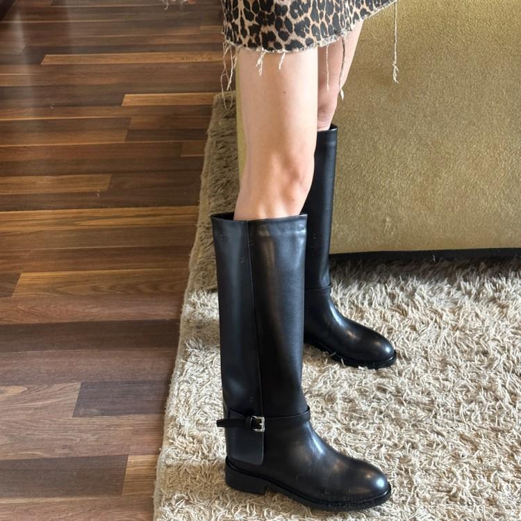 Fashion 2025 Women Autumn Winter Slip-On High Boots for Woman's Luxury Design Brand Round Toe Riding Boots Ladies Motorcycle Botas
