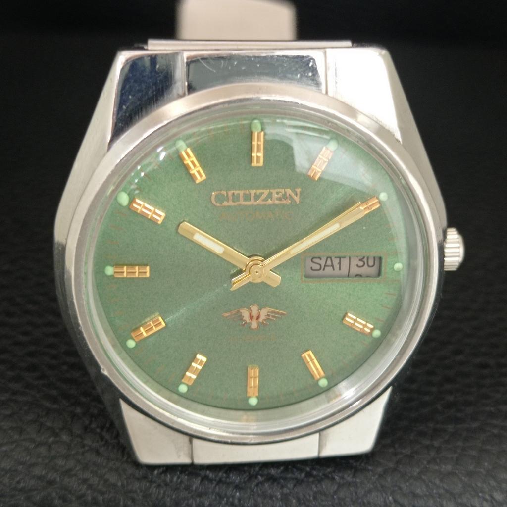 GENUINE VINTAGE CITIZEN AUTOMATIC 8200 JAPAN MENS GREEN DIAL WATCH a709330-1