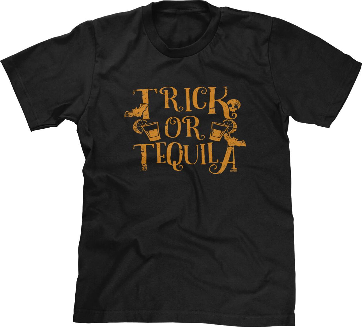 Trick Or Tequila Halloween Party Saying Drinking Pun Parody Costume Mens Tee S разноцветный