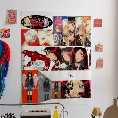 1pc Y2K Original Anime Visual Style Tapestry Niche Splicing Elements Tapestry Hanging Cloth