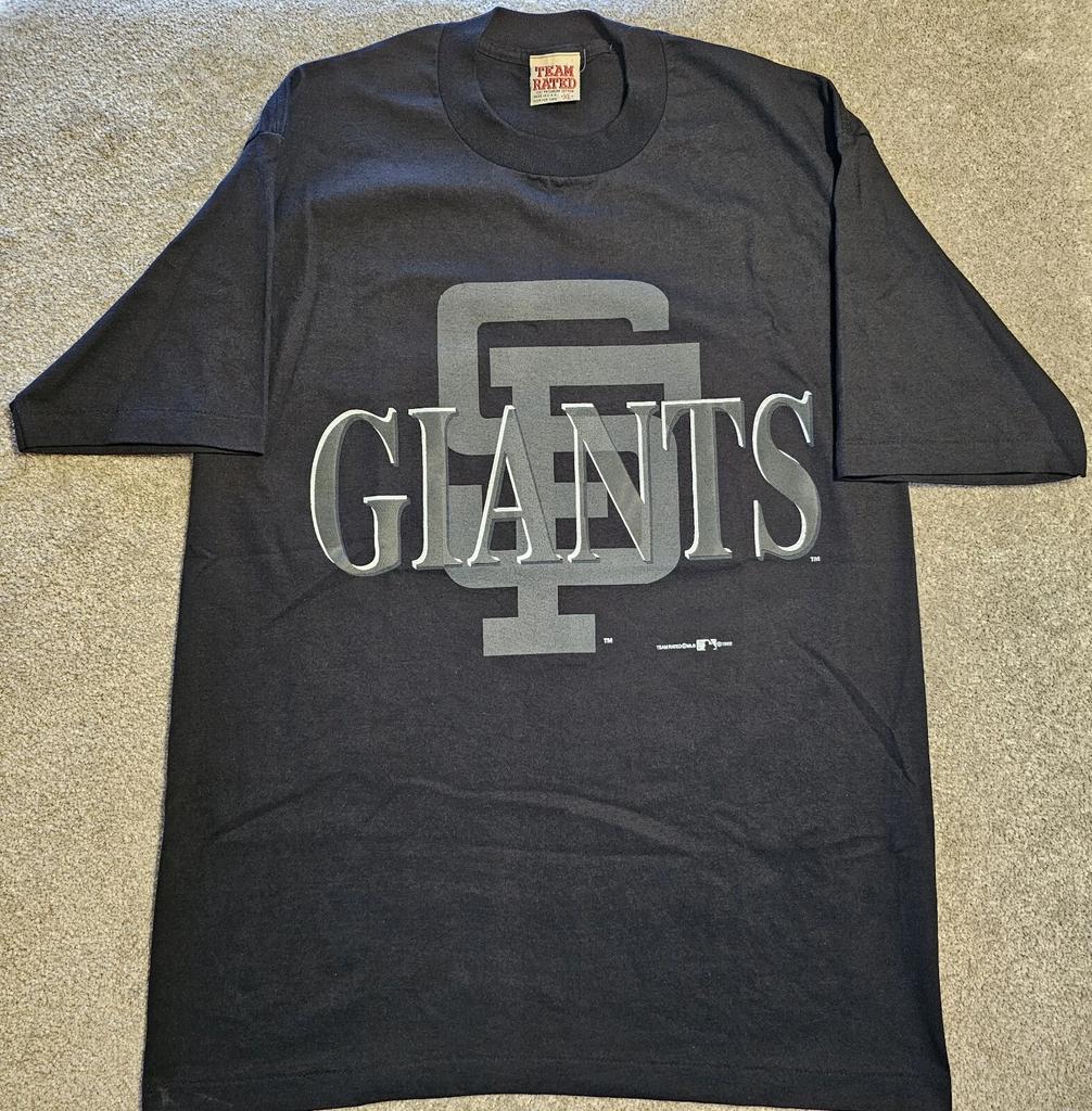 Vintage 1992 SF Giants Black Out T-shirt Mens XL Team Rated Grunge Single Punk