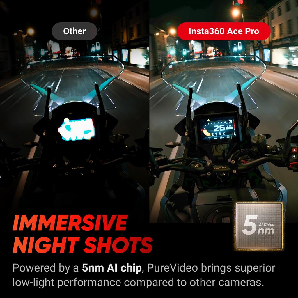 Insta360 Ace Pro Waterproof Action Camera with Sensor and 5nm AI AI Noise Stunning Image 4K Advanced AI Long Underwater Action Screen Protector Kit