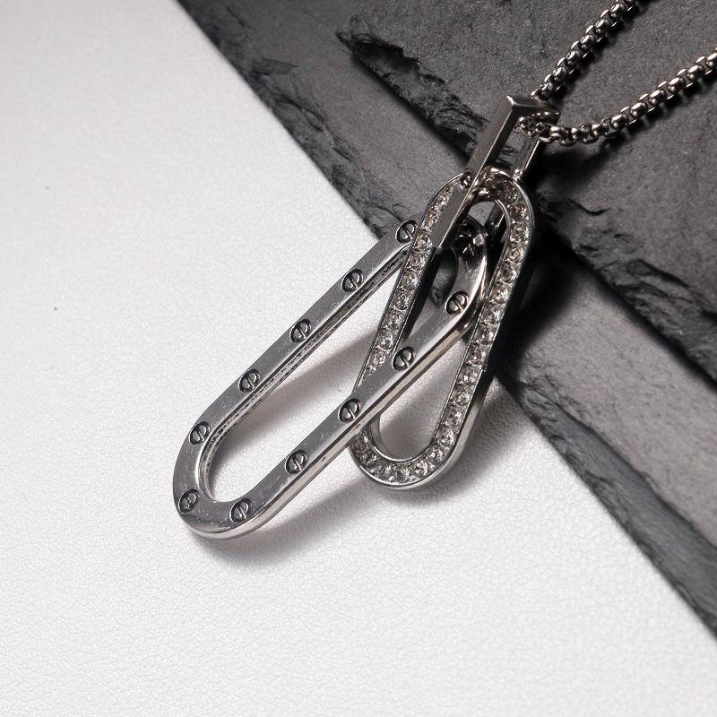 Double Ring Boys Hip Hop Versatile Unisex Simple Men's and Women's Pendant Necklace
