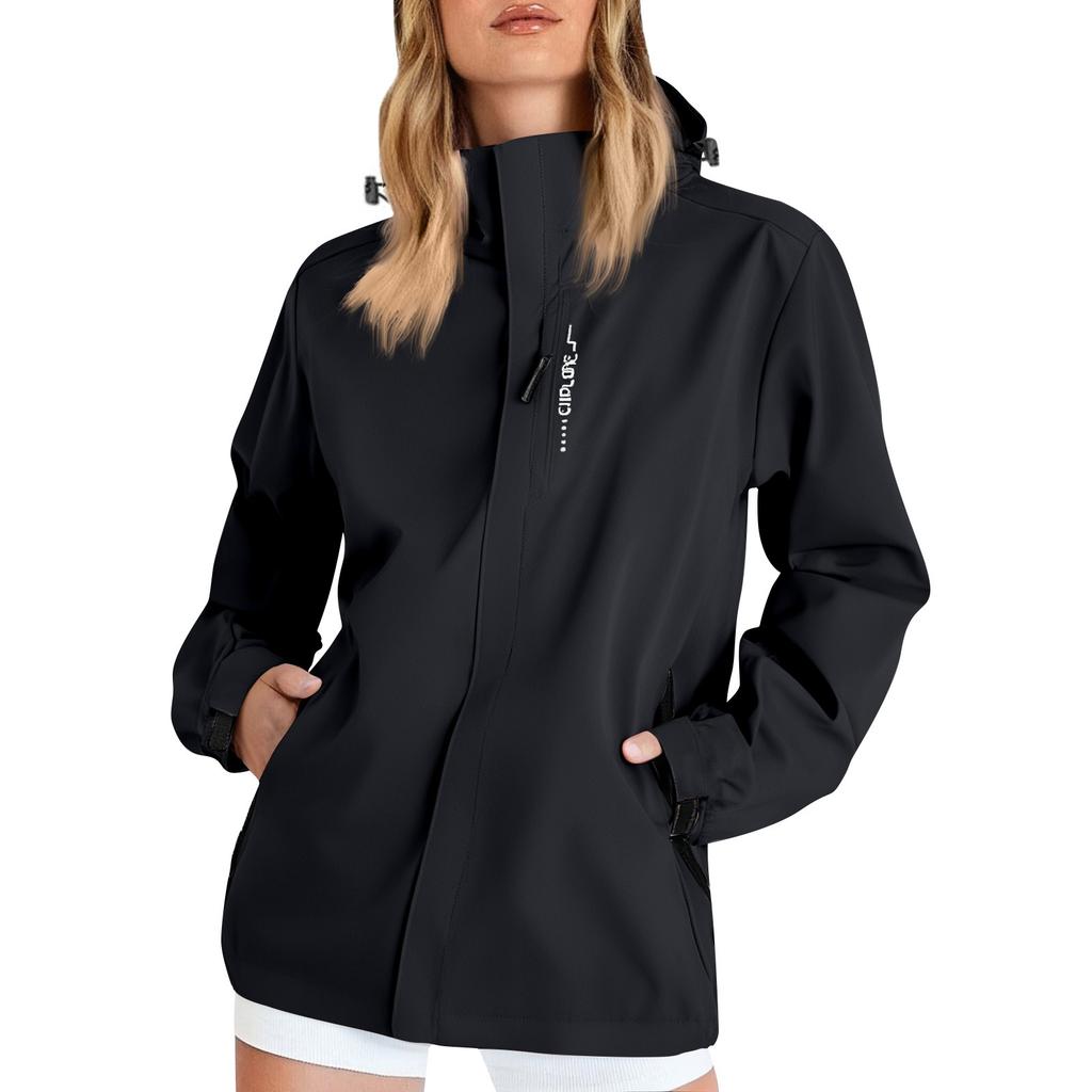 Women's Solid Color Long Sleeved Hooded Outdoor Suit Windproof And Waterproof Thin Jacket  Ehplore