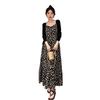 Women's Summer Retro Black Floral Spaghetti Strap Long Dress with Slimming Waist