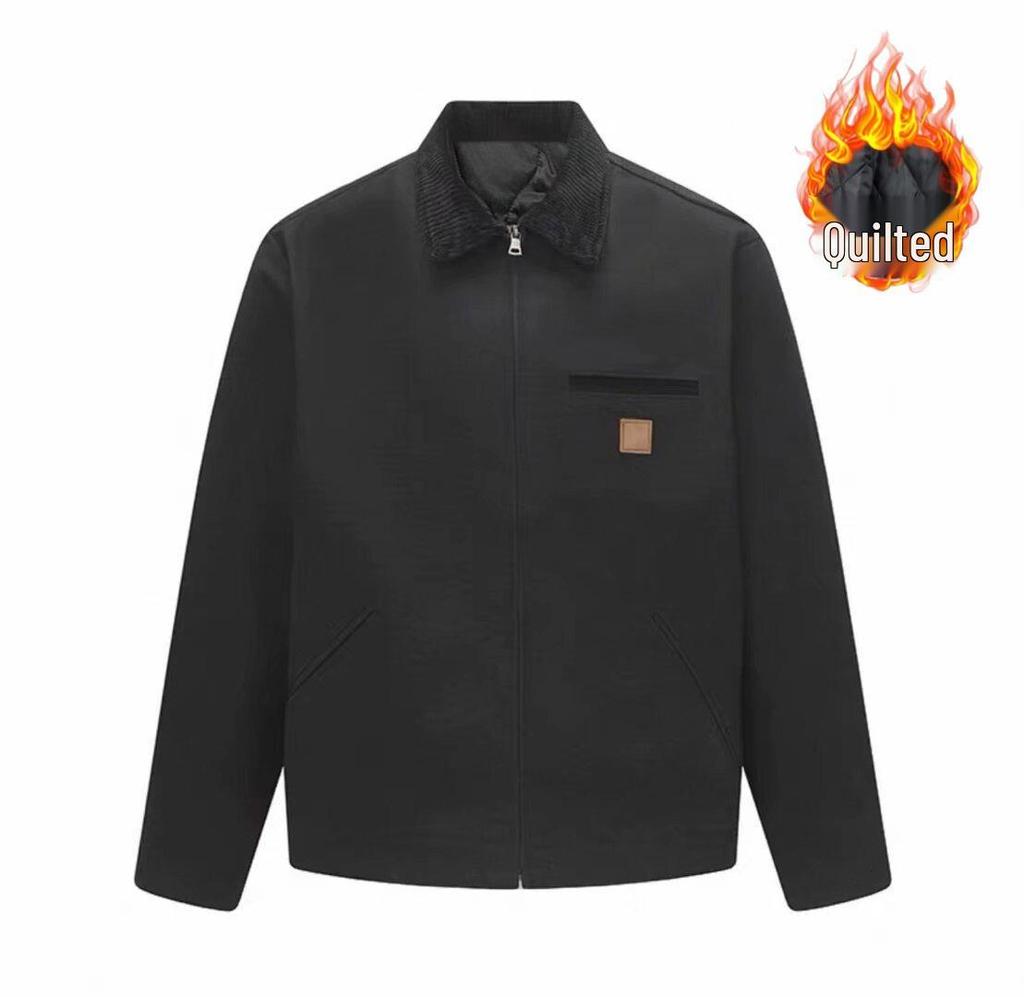 Men's Retro Heavyweight Washed Detroit Jacket: Autumn/Winter Loose Fit Trendy Ruffian Cool Style.