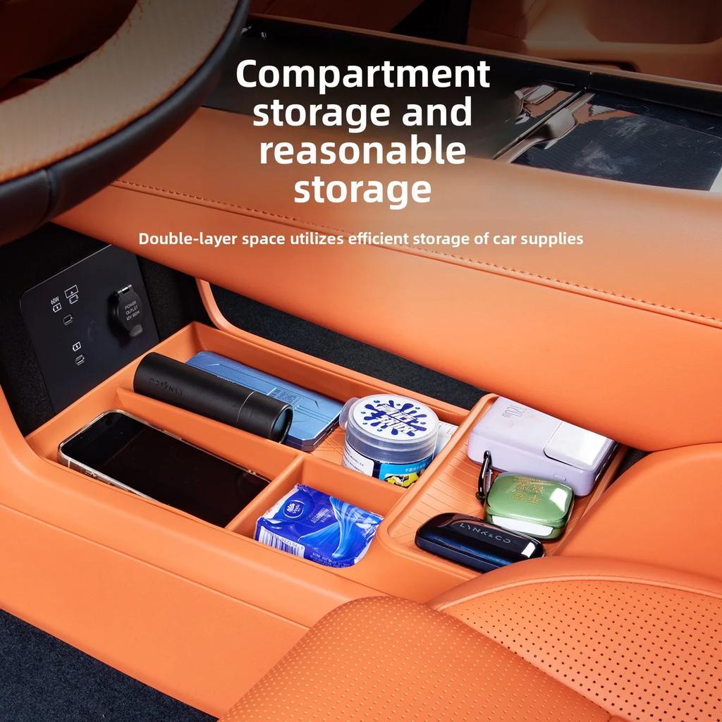Central Control Lower Storage Box for Lynk & Co 900 2025 Silicone Anti-slip Armrest Box Organizer Interior Tidying Accessories