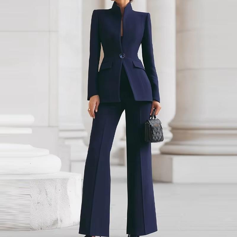 VAYLA Elegant Long Sleeved Blazer+Pants Suit Autumn Simple Solid Color Commuting Outfit Women's Temperament Slim Fit Professional Set