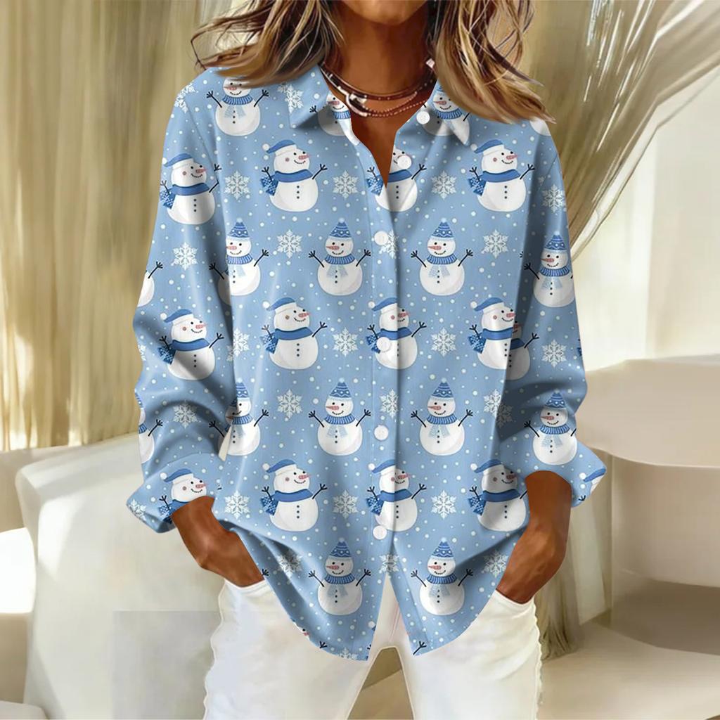 Dameskjorte med blomsterprintknapper, langermet avslappet vanlig skjorte bluser avslappet plussstørrelse basic topper