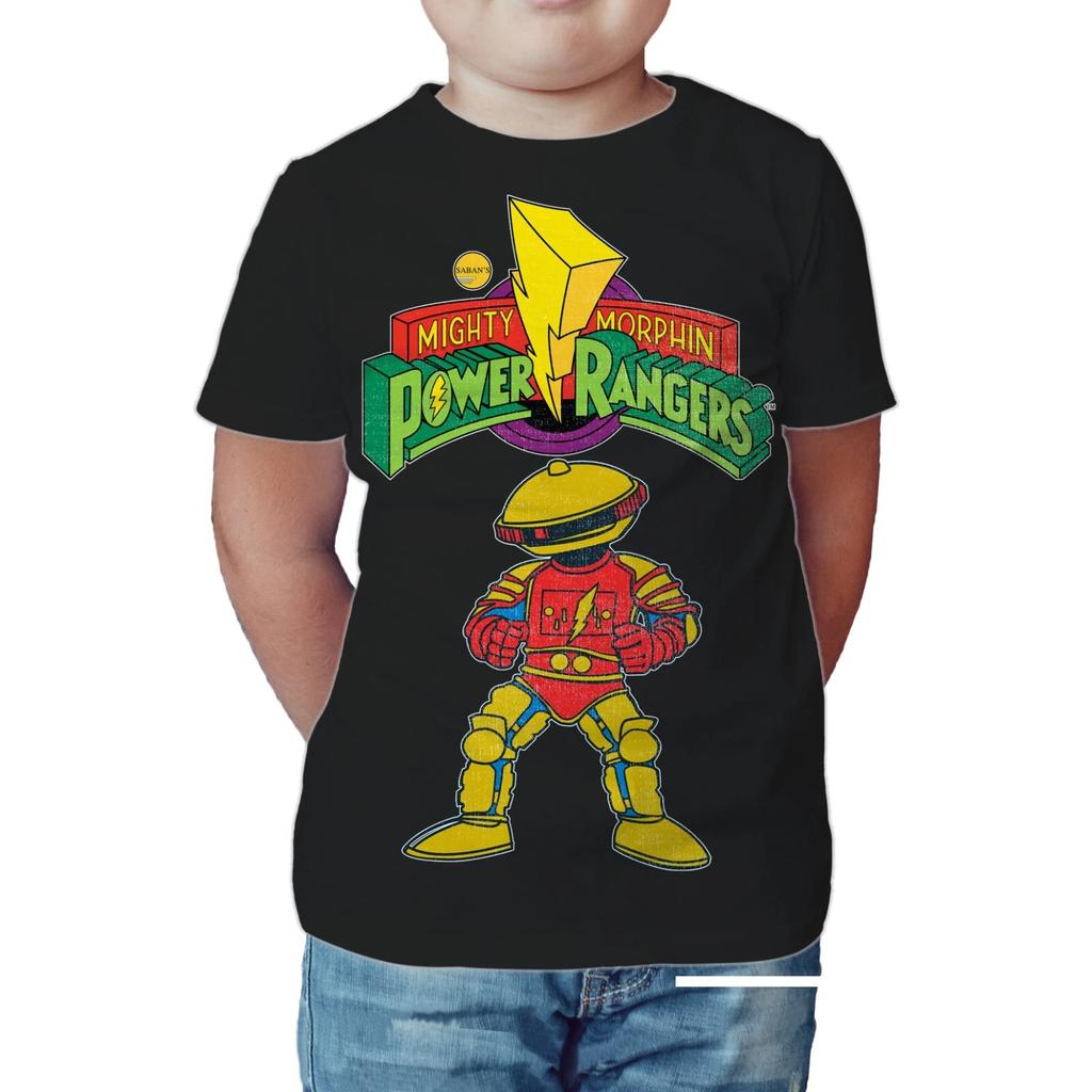 Power Rangers Logo Alpha Official Kids T-Shirt Rangers Boy's Short Sleeve Shirt