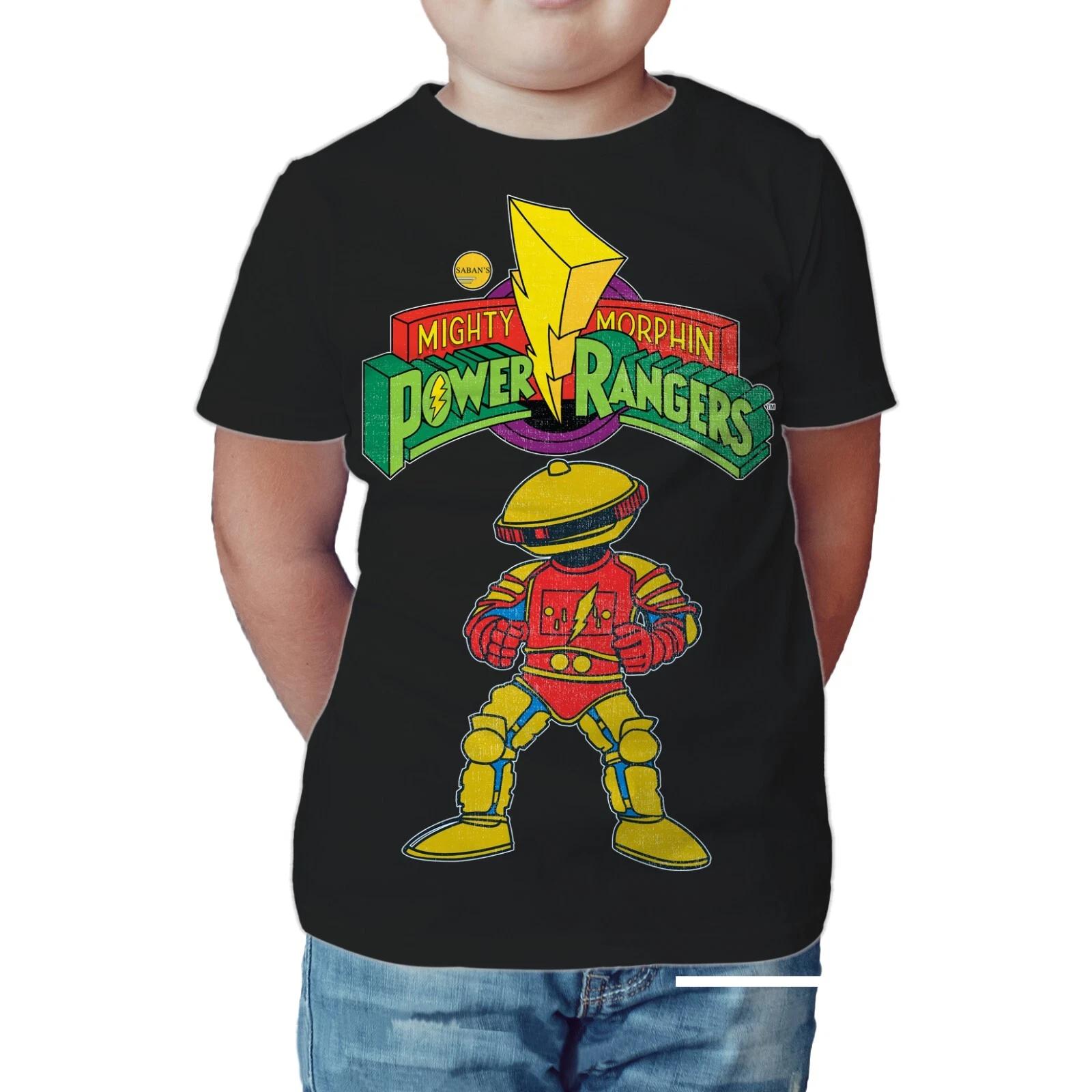 Power Rangers Logo Alpha Official Kids T-Shirt Rangers Boy s Short Sleeve Shirt 120