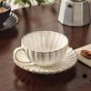Retro Tea Mug Plate Set Flower Shaped Pottery Drinkware Set Creative Milk Cups  Breakfast