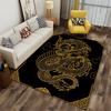 Golden Dragon Patterned Black Carpet with Modern Abstract Oriental Style Suitable for Use As an Anti-slip for Living Room Bedroom Sofas