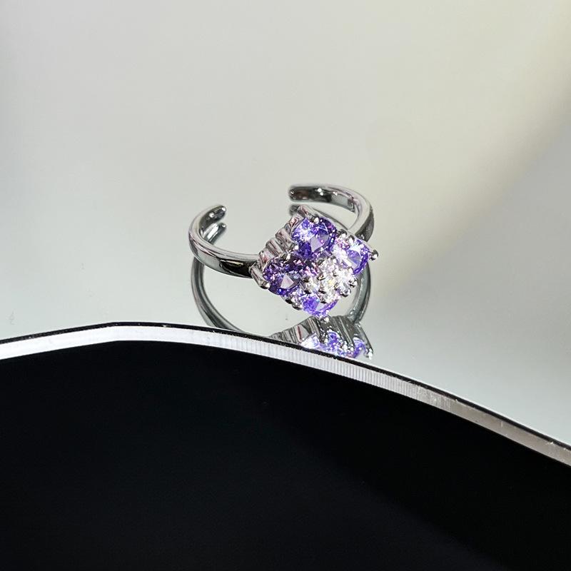 Hot Selling Classic Purple Stainless Steel Rings for Women's Exquisite Advanced Sense Light Luxury Sweet Cool Niche