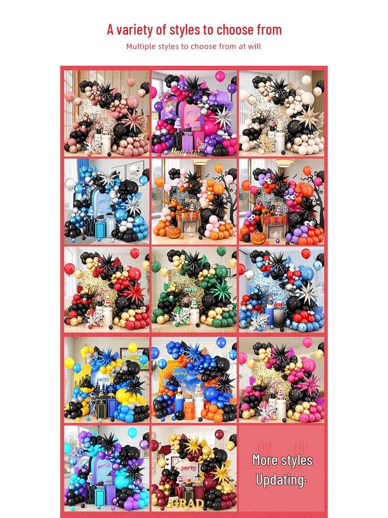 Elegant Red, Black & Gold Balloon Chain Set for Celebrations: Birthday, Graduation, Wedding