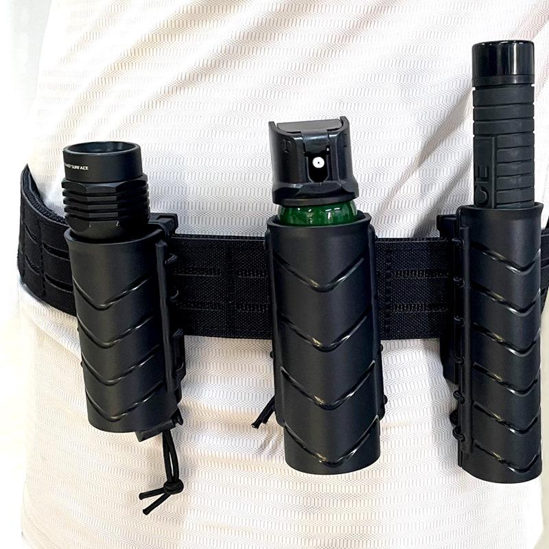 MOLLE-Compatible 360° Rotating Quick Draw Sheath for Baton, Tactical Flashlight, and Spray – Rubber Band Style