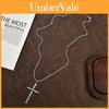 Geometric Beaded Chain Necklace With Cross Pendant For Unisex Fashion Jewelry