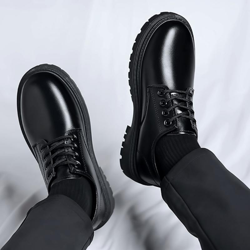 Luxury Men's Genuine Leather Business Formal Shoes British Style Men's Black Platform Lace Up Casual Shoes Zapatos De Cuero 2025