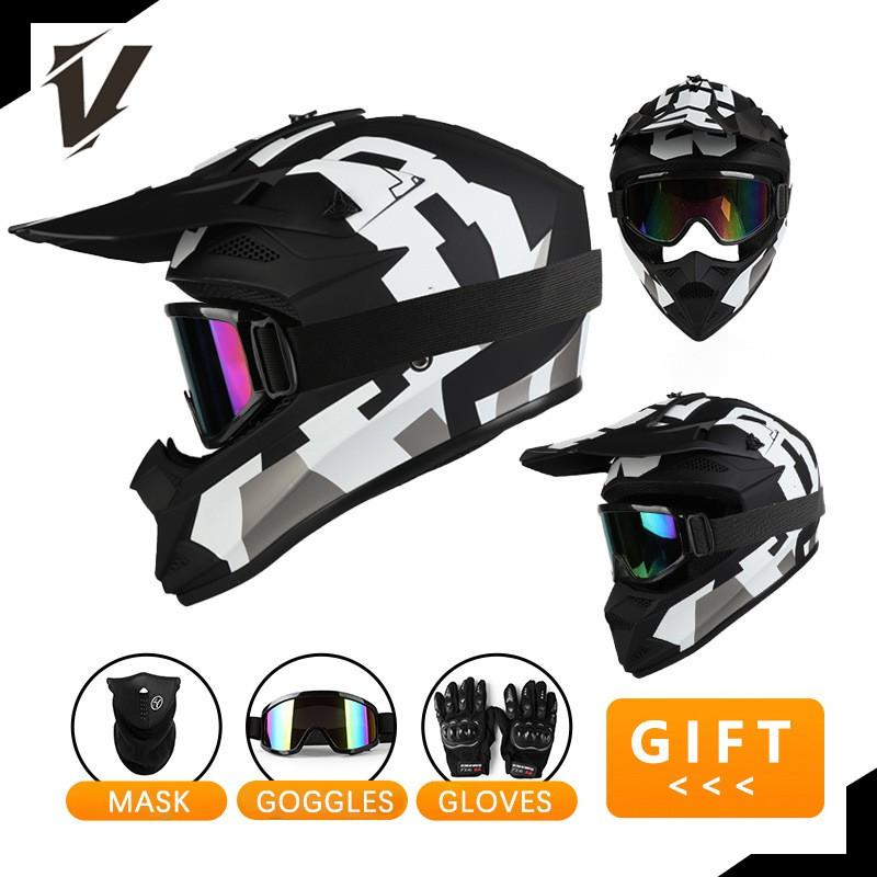 Full Face Off-Road Motorcycle Helmet ABS Material Ventilated Design Dirt Bike Riding Adult Unisex S-XXL