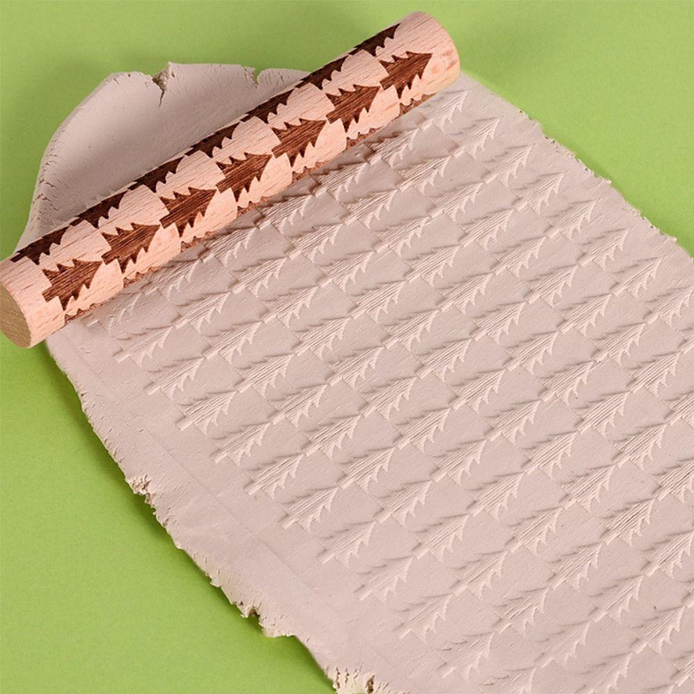 Portable Wooden Pressure Roller Creative Rolling Stick Texture Roller for Clay Baking Supplies