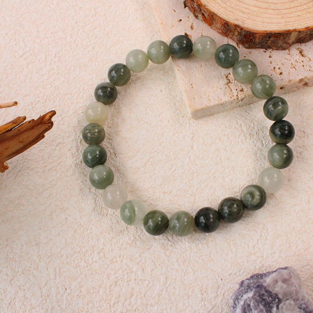 Festive Gifts Green Seraphinite and Moonstone Beaded Bracelet Fresh Natural Fashion Jewelry for Women Daily Wear Gift Simple Elegant Accessory