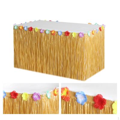 Falda de Mesa de Césped Artificial Accs Decoración Tropical Decoraciones para Fiesta Luau Hawaiano para