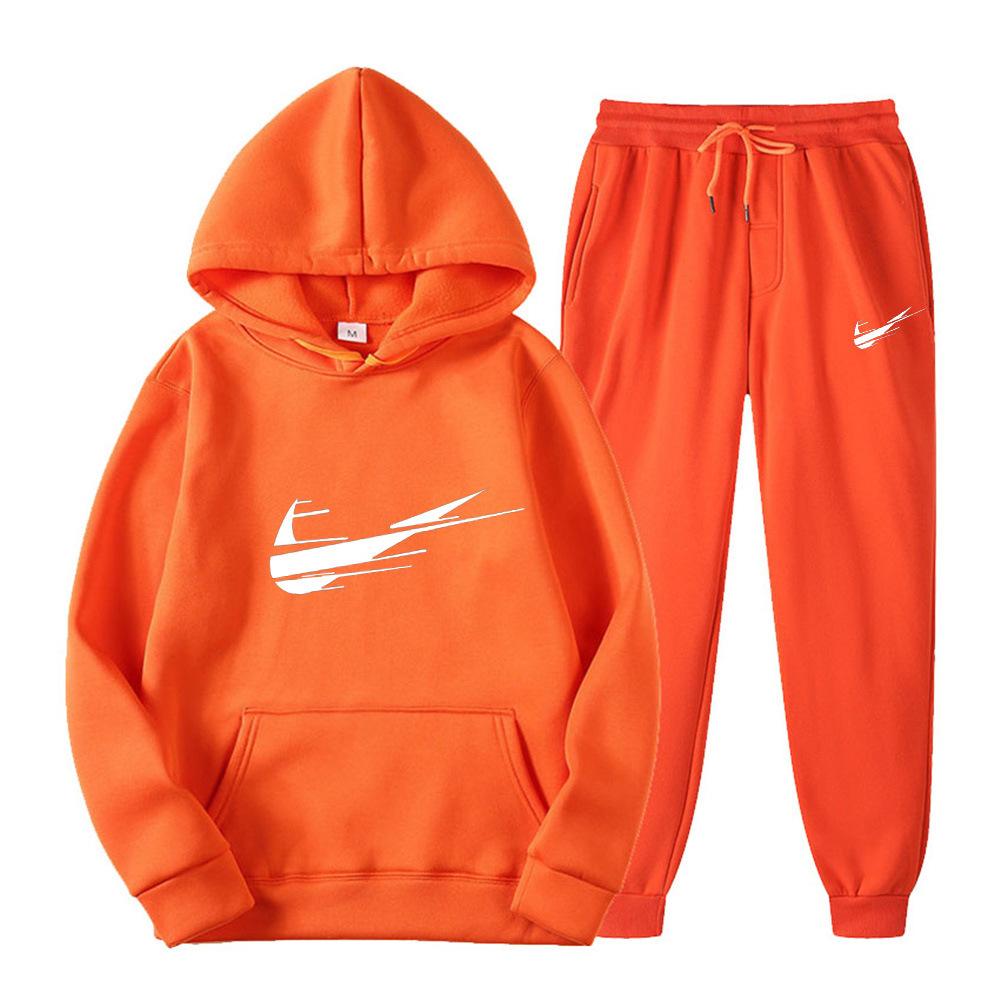 Suéter de fleece cruzado para homens e mulheres, dois conjuntos esportivos casuais, moletom com capuz de marca da moda, calças de moletom estampadas
