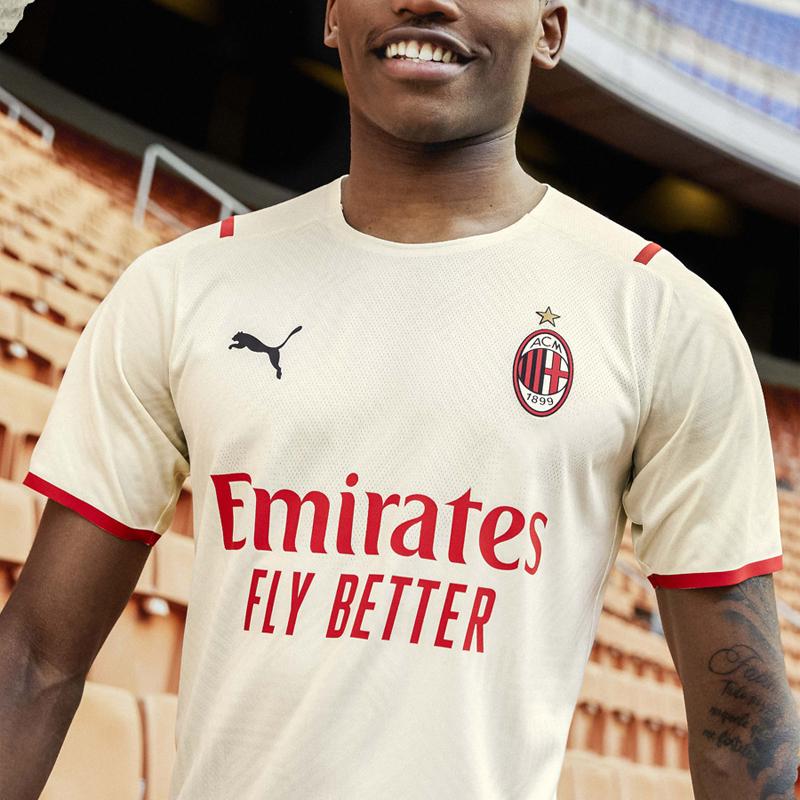 Puma Season 21-22 AC Milan Away Fan Edition Football Match Short Sleeve Jersey Men Tops Off-White 759127-02