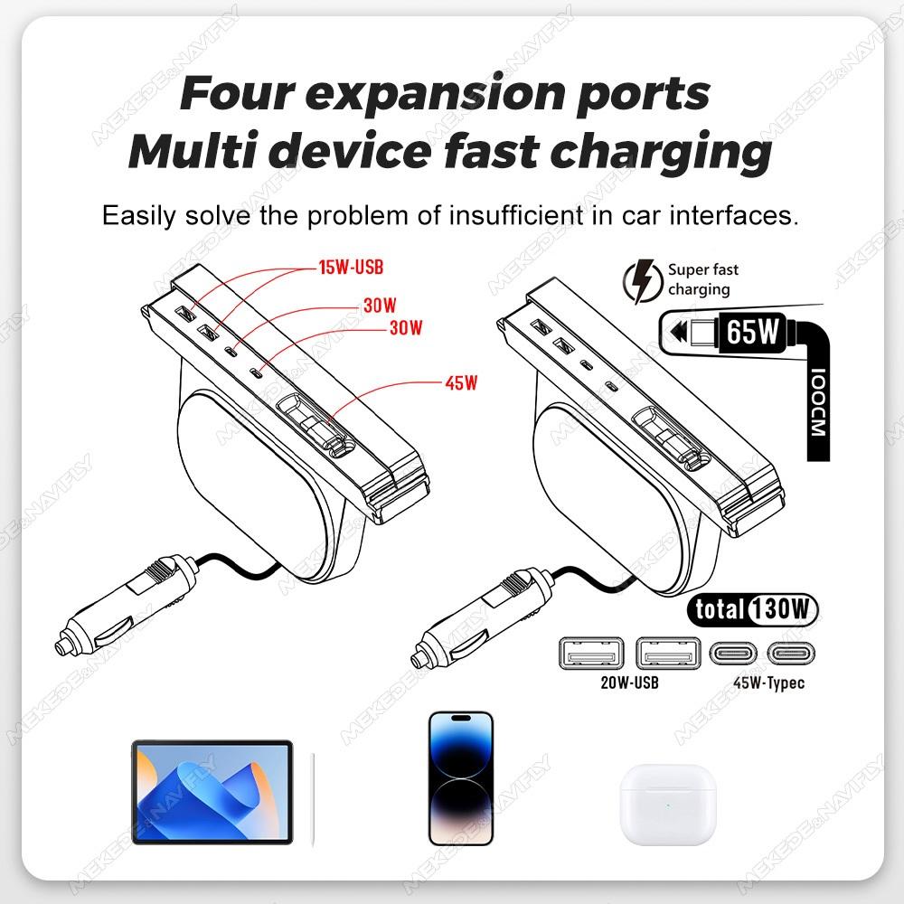 For Tesla Model 3 Y NEW 2025 2025 Docking Station Quick Charger Type-C USB Shunt Hub Fast Charging Power Splitter Car Accessorie