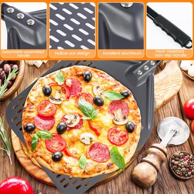 12 Zoll perforierte Pizzaschaufel rechteckige Pizzaschaufel Aluminium Hartbeschichtung Pizzaschaufel Paddel kurze Pizzaschaufel Küchenwerkzeug