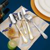4Pcs Gold Embossed Knife Fork Spoon Retro Western Cutlery Stainless Steel Cutlery Silverware Dinner Set