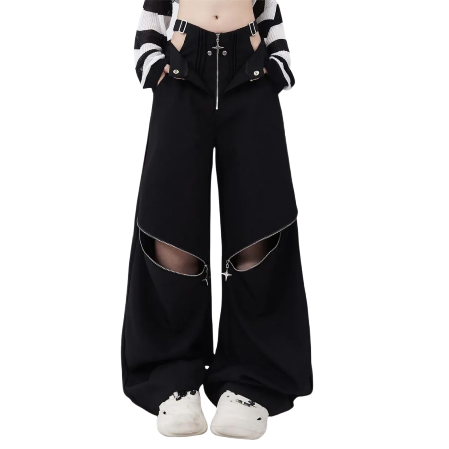 

VCWinMeety Карго Y2K Длинные брюки с многофункциональными модными повседневными брюками для и Зимние женские брюки, Брюки, Карманы, Весна, Лето, Осень, чёрный