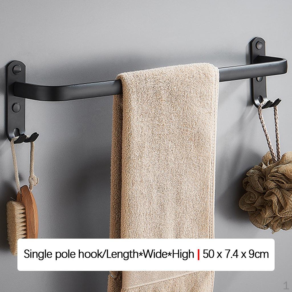 Aluminum Alloy Bathroom Hardware Towel Rack Accessories Wall Mounted Bar 1 Layer 50cm