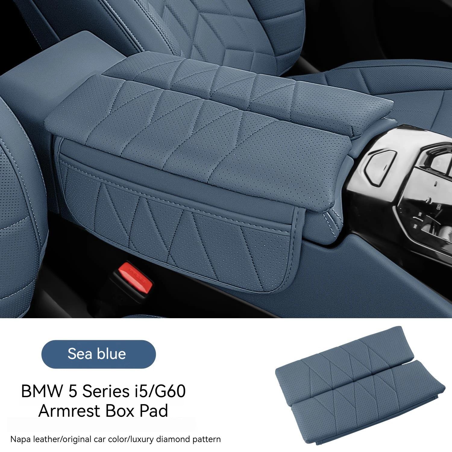 

Car Central Armrest Box Pad For BMW 5 Series I5 G60 2025-2025 PU Leather Auto Centre Console Armrest Cover Interior Accessories синий