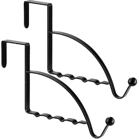Hotop 2 Pcs Over The Door Hooks Over Door Hanger Sturdy Valet Hooks Mounted Hanging Storage Organizer Rack for Clothes Coats Towels Hats Scarves