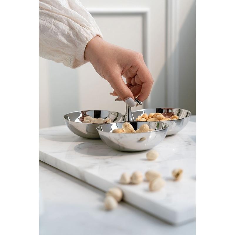 European style stainless steel tea plate Creative fruit plate Household tea table Snack candy Dim sum Dried fruit bowl Snack pla