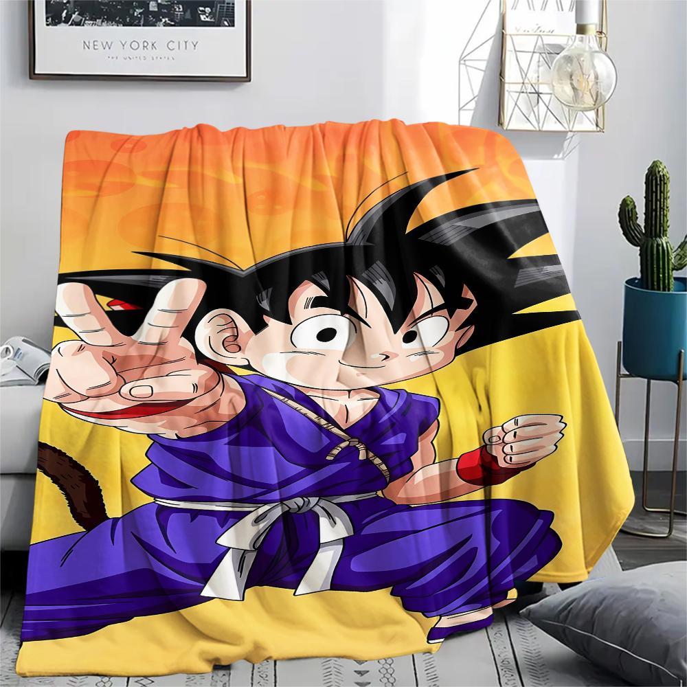 Flanelová deka s potiskem postav z Dragon Ball, Vysoce kvalitní, Pohodlná pro všechna roční období, Domácí dekorace, Teplo a pohodlí, Perfektní jako vánoční dárky