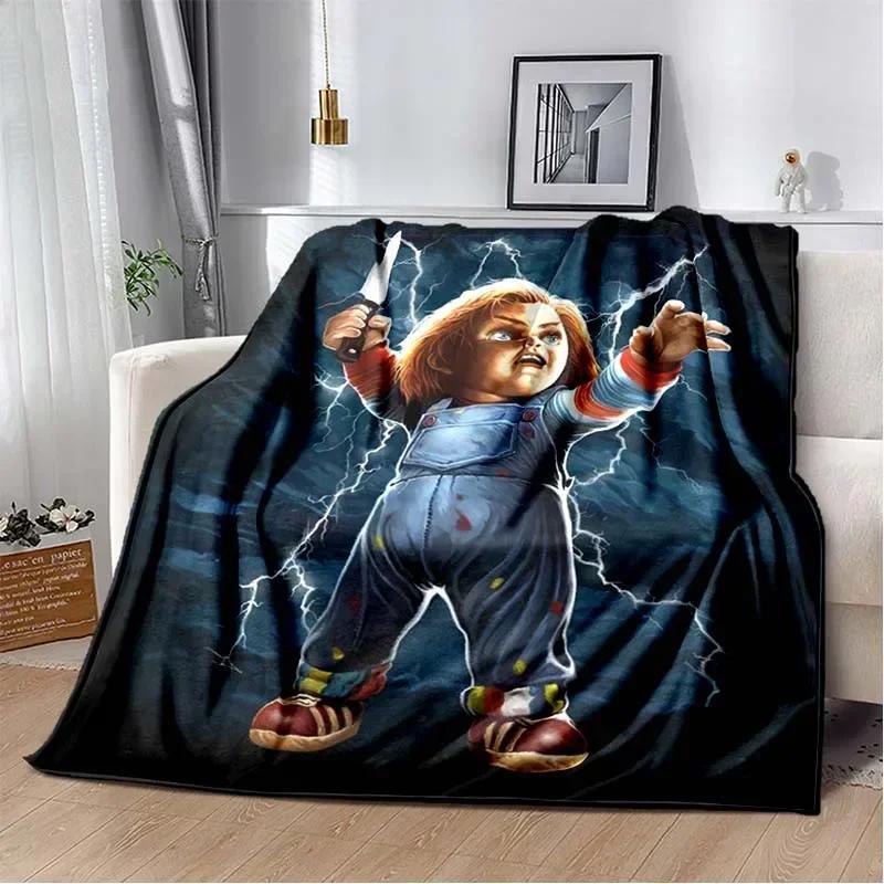 3D Horror Movie Character Chucky Saw Cartoon Area Blanket Fashion Soft Cozy Living room Bedroom Sofa Bed Travel Blanket