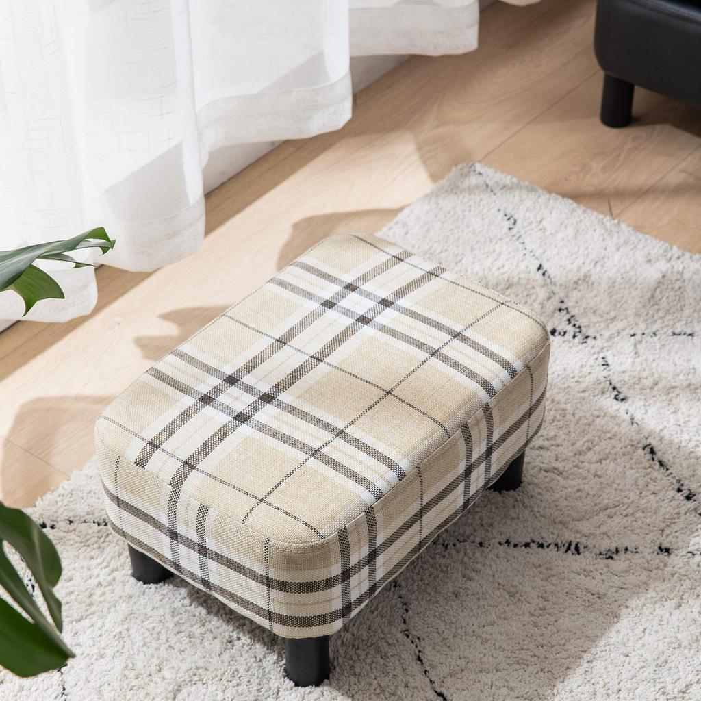 IBUYKE Ottoman Retro Striped Stool, Footstool, Rectangular, Square, Low, Non-Slip, Design, RF-BD215