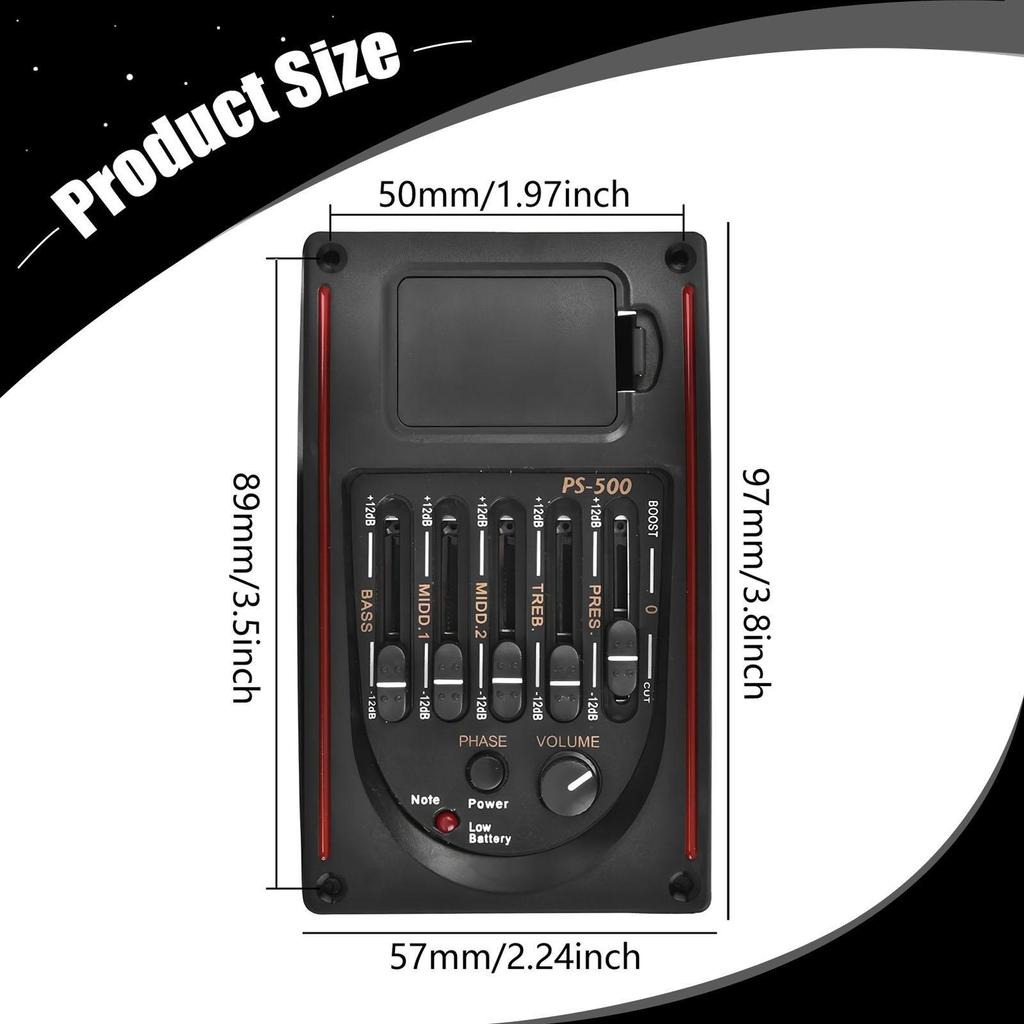 Guitar Pickup Piezo Preamp EQ Tuner LCD Display Tone Control for Classical Acoustic Guitars Performance Tools