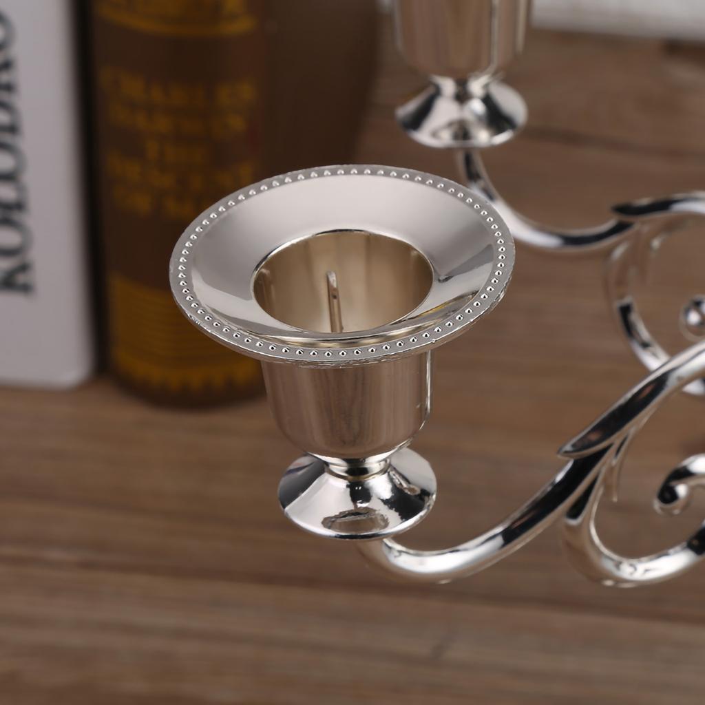 5 Arms Alloy Candle Holder European   Candelabra Wedding Candlestick Home Decor Silver